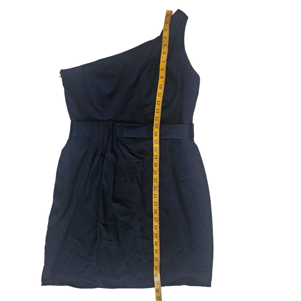 WHITE by Vera Wang Midnight Pleated Waist Tie One Shoulder Cocktail Dress Sz 12 - Picture 12 of 16